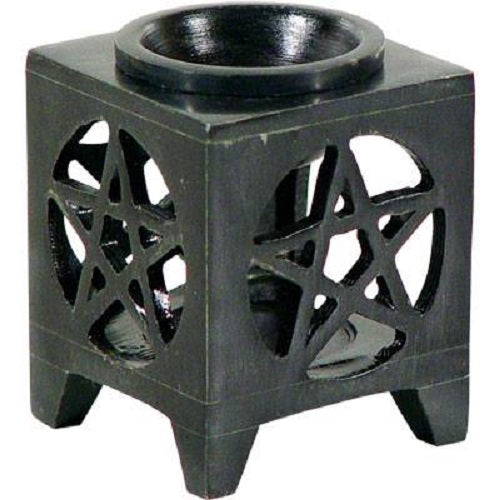 Black Pentacle Soapstone Oil Burner Gemwaith