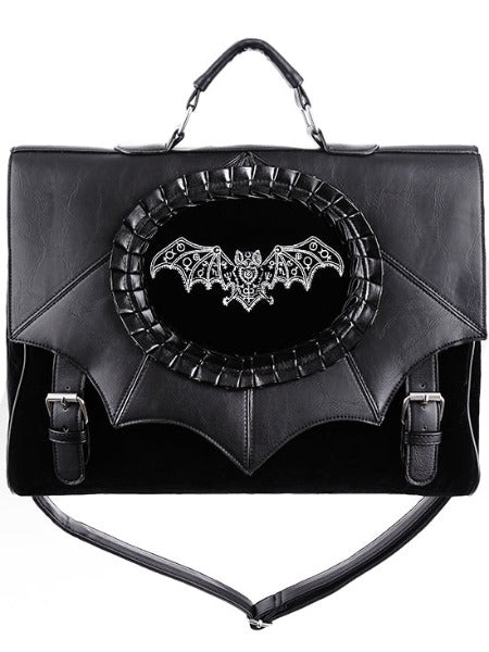 "MAGIC BAT" Black Gothic Satchel A4 Briefcase Restyle