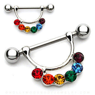 Rainbow Gem Nipple Shield 14G Gemwaith