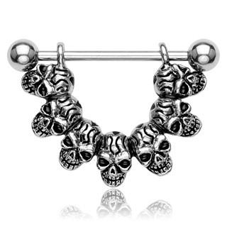 "Lucky 7" Skull Link 316L Surgical Steel Nipple Shield Hollywood Body Jewellery