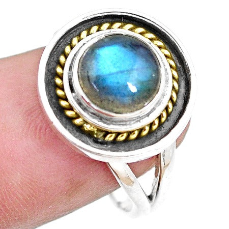 3.01cts Blue Labradorite 925 Sterling Silver Solitaire Ring - size 8 - 13115 Gemexi