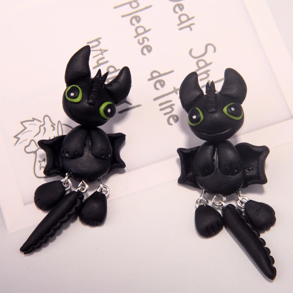 Toothless How To Train Your Dragon Handmade Polymer Clay Earrings - 100% Handmade Polymer Clay Aliexpress