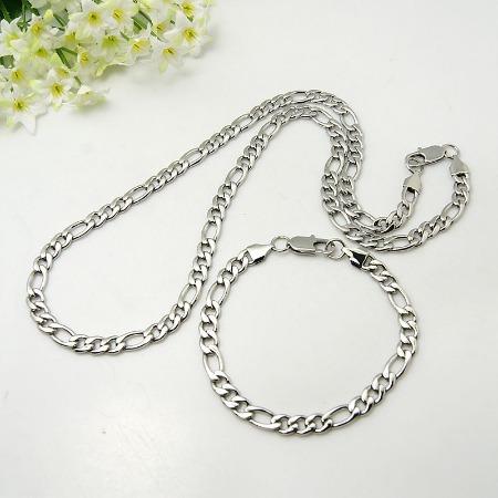 304L Stainless Steel Figaro Jewellery Set - Necklace and Bracelet Pandahall