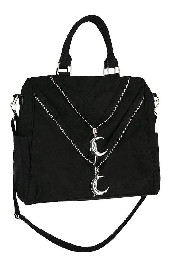 Double Zipped Gothic Moon Bag Gemwaith