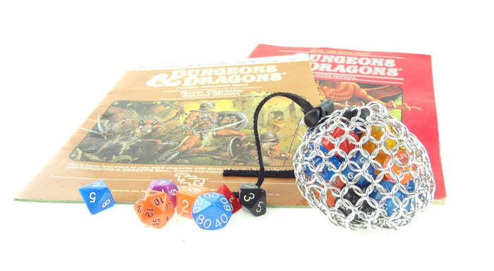 Silver Chainmaille Dice Bag For Dungeons And Dragons or Magic The Gathering Gemwaith