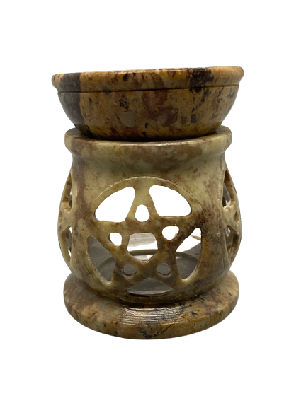 3 Pentacle Soapstone Aroma Lamp/Oil Burner OM Imports