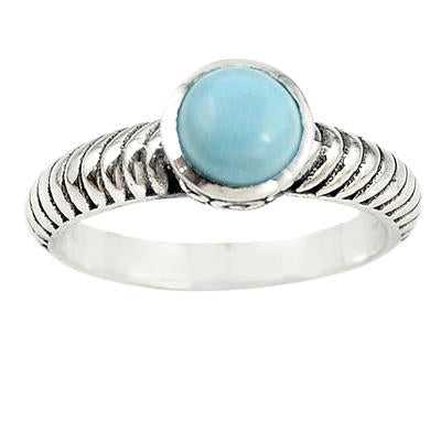 Blue Owyhee Opal 925 Sterling Silver Ring - Size 7.5 Gemwaith