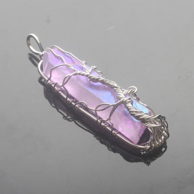 Wire Wrapped Tree of Life Quartz Pendant Gemwaith
