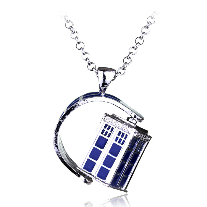 Doctor Who Tardis Spinning 3D  Police Box Necklace Gemwaith