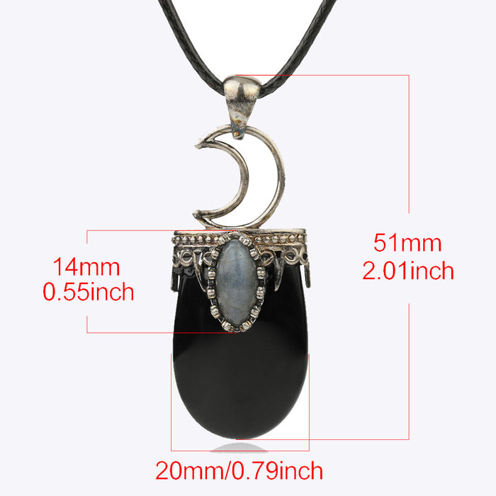 Natural Crystal Pendants with Crescent Moon Pendants Gemwaith