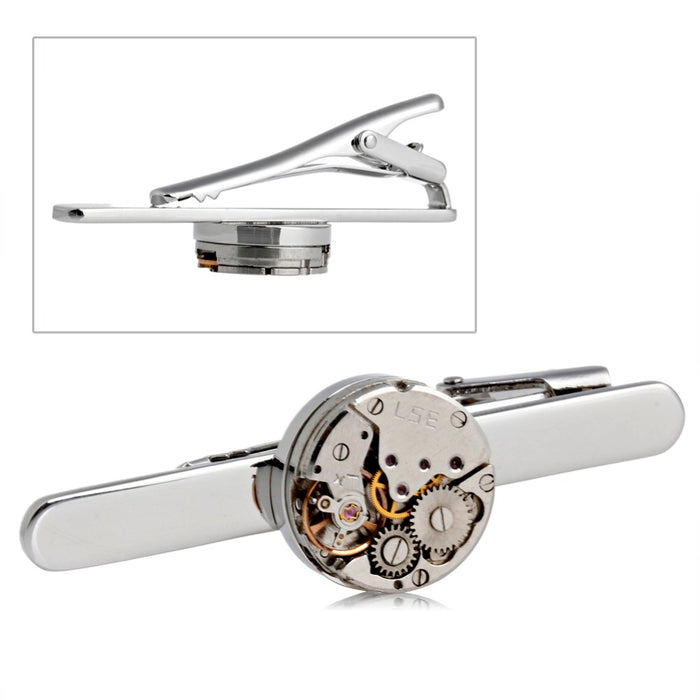 Steampunk Watch Movement Stainless Steel Tie Clasp Gemwaith