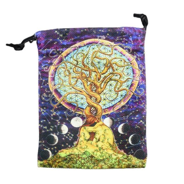 Colourful Tree Of Life Velvet Bag Tarot Card Storage Bag Gemwaith