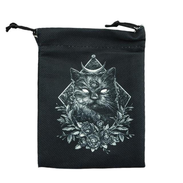 Black Cat Velvet Tarot Card Storage Bag Gemwaith