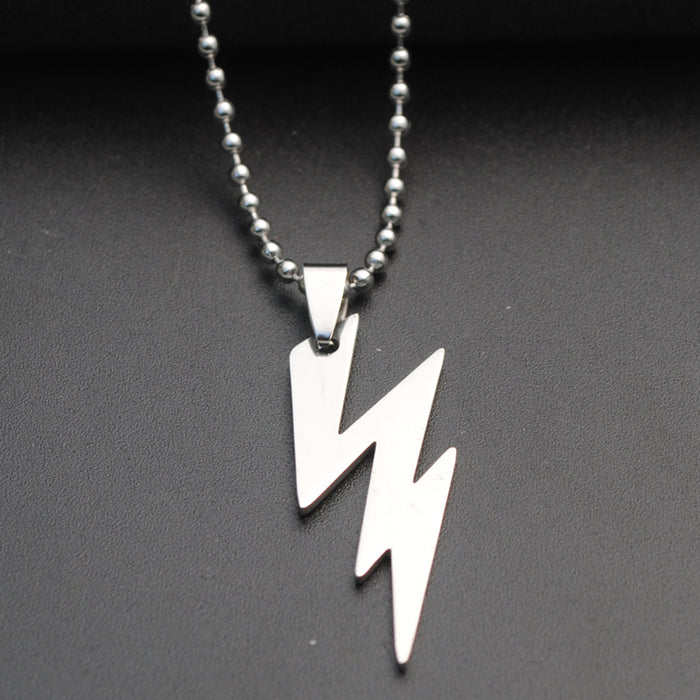 Stainless Steel Flash Lightning Symbol Pendant Gemwaith