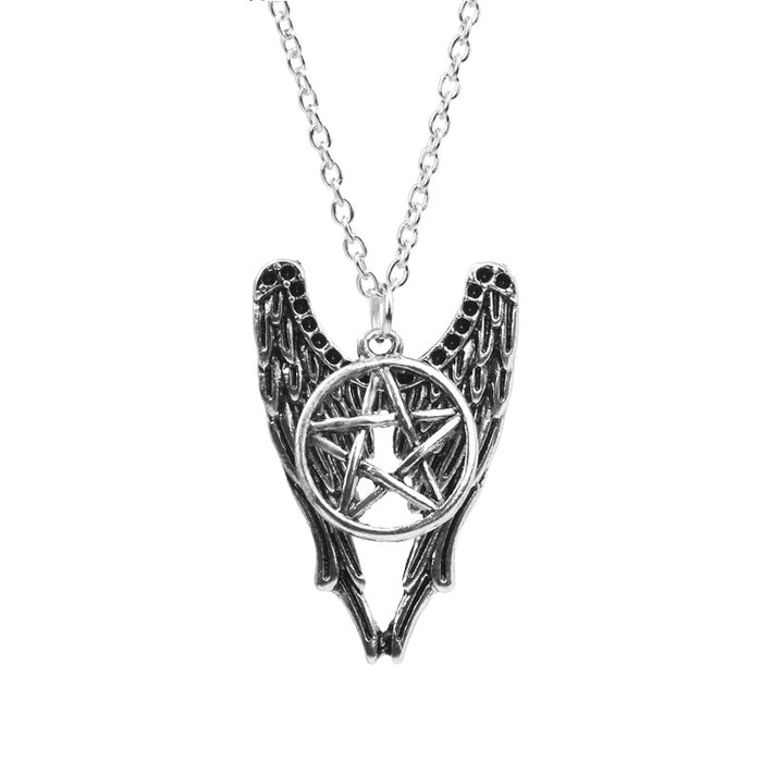 Supernatural Castiel Wings & Pentagram Pendant Gemwaith