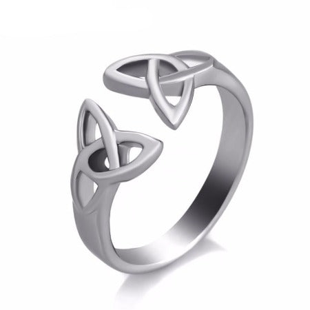 316L Stainless Steel Double Trinity Knot Ring Gemwaith