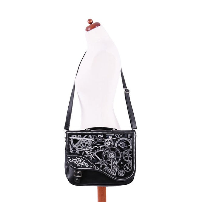 "BLACK MECHANISM" Steampunk Satchel Bag Restyle