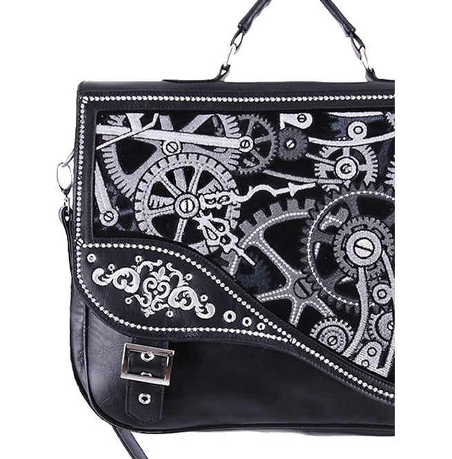 "BLACK MECHANISM" Steampunk Satchel Bag Restyle