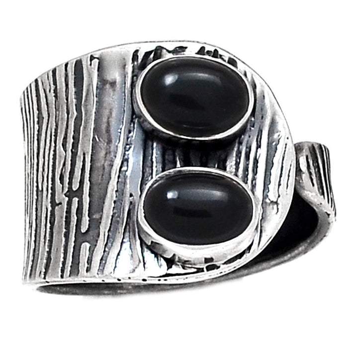 Black Onyx 925 Sterling Silver Ring - Size 8.5 Gemwaith