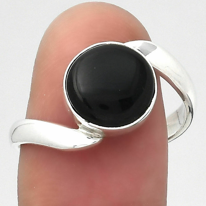 Brazilian Black Onyx 925 Sterling Silver Ring - Size 9 Gemwaith